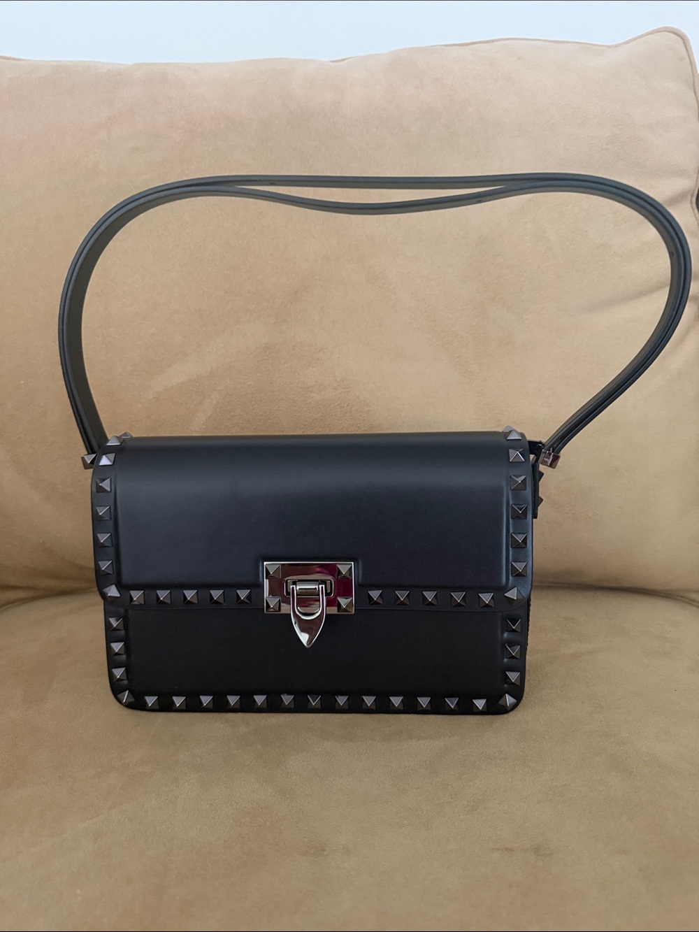 Valentino Black Studded Leather Shoulder Bag